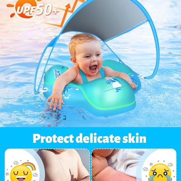 LAYCOL Baby Swimming Float Inflatable Baby Pool Float Ring with Sun Protection - Picture 3 of 3